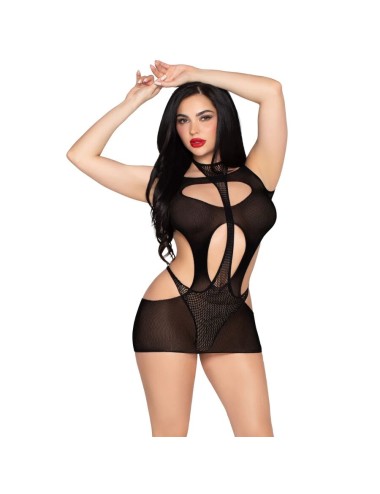 LEG AVENUE - 81680 BLICKDICHTES MINIKLEID UND NECKHOLDER-TEDDY