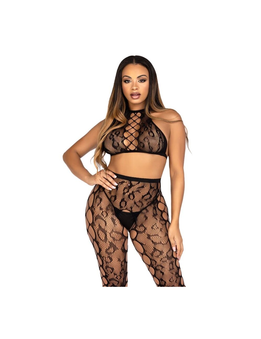 LEG AVENUE - 89372 CROP-TOP- UND SCHRITTLOSE STRUMPFHOSE