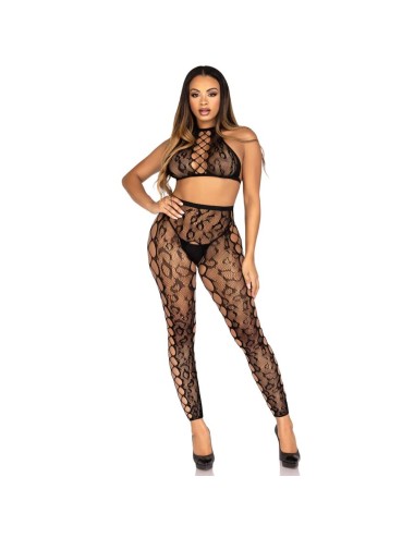 LEG AVENUE - 89372 CROP-TOP- UND SCHRITTLOSE STRUMPFHOSE, SCHWARZ - EINHEITSGRÖSSE