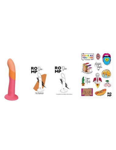 ROMP - DIZI Silikon-Dildo mit Saugnapf, dreifarbig, 18 cm