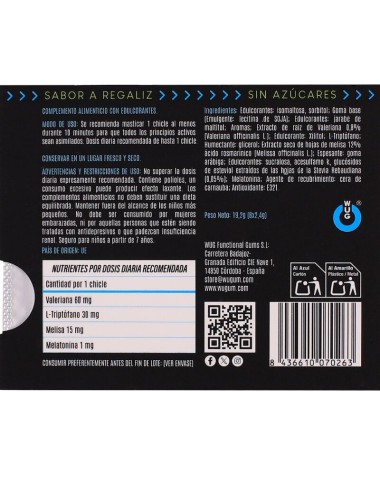WUG OFF – Funktionelles Melatonin & Baldrian-Lakritz-Kaugummi, 8 Stück