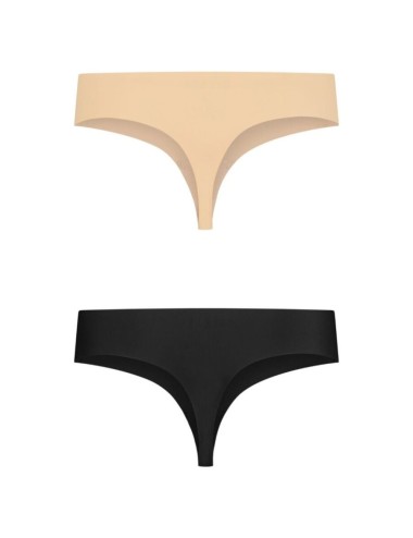 BYE-BRA - PACK 2 TANGAS INVISIBLES BEIGE Y NEGRO TALLA XXL