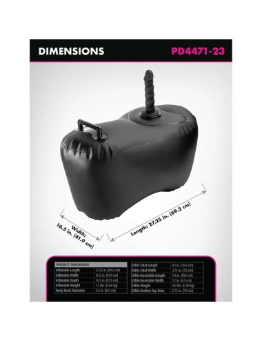 FETISH FANTASY SERIES - AUFBLASBARER LIEBESSITZ BODY DOCK MIT DILDO 69,2 CM SCHWARZ