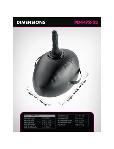 FETISH FANTASY SERIES - AUFBLASBARER LIEBESBALL MIT DILDO, SCHWARZ, 41,9 CM