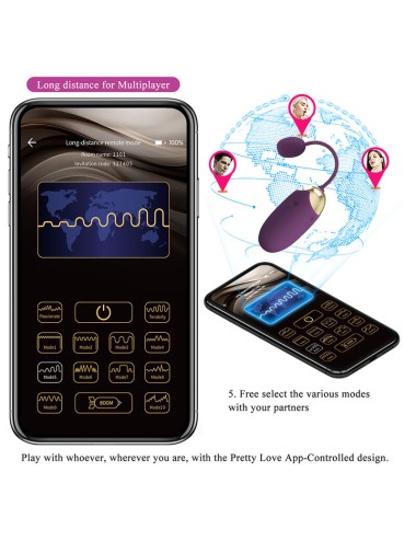 PRETTY LOVE - KLAY STOSS-EI-VIBRATOR, APP-STEUERUNG, LILA