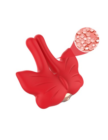 ARMONY - MAGNETISCHE NIPPELKLEMMEN MIT VIBRATION SCHMETTERLINGSFORM ROT