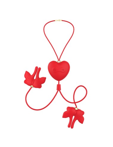 ARMONY - MAGNETISCHE NIPPELKLEMMEN MIT VIBRATION SCHMETTERLINGSFORM ROT