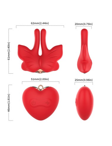 ARMONY - MAGNETISCHE NIPPELKLEMMEN MIT VIBRATION SCHMETTERLINGSFORM ROT