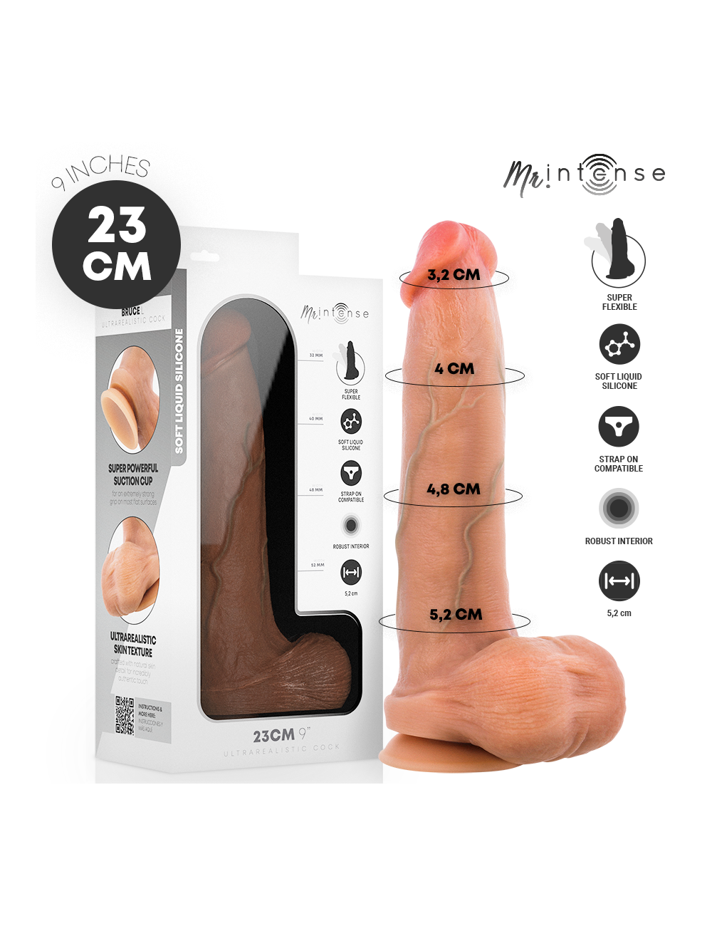 MR INTENSE - BRUCE L DILDO SILICONA 23 CM -Ø- 5.2 CM