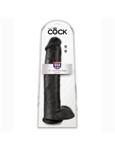 KING COCK - REALISTISCHER DILDO MIT HODEN 38 CM SCHWARZ