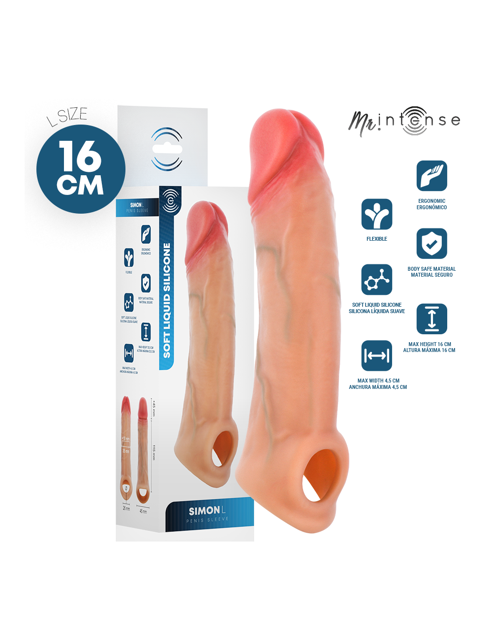 MR INTENSE - SIMON L SILIKON-PENISÜBERZUG 16 CM -Ø- 4