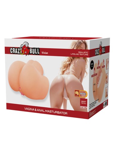 CRAZY BULL - VIVIAN DOPPELTER VAGINAL- UND ANALVIBRATIONSMASTURBATOR FLESH