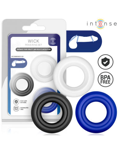 INTENSE - WICK SET MIT 3 PENISRINGEN IN VERSCHIEDENEN FARBEN