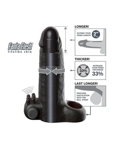 FANTASY X-TENSIONS – VIBRIERENDE REALISTISCHE 5 CM PENISVERLÄNGERUNGSHÜLLE, SCHWARZ