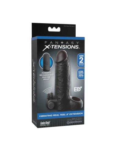 FANTASY X-TENSIONS – VIBRIERENDE REALISTISCHE 5 CM PENISVERLÄNGERUNGSHÜLLE, SCHWARZ