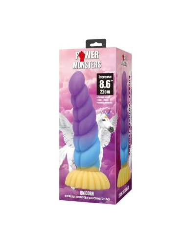 POWER MONSTERS - EINHORN DREIFARBIGER FANTASIE-SILIKONDILDO 22 CM Ø 5 CM