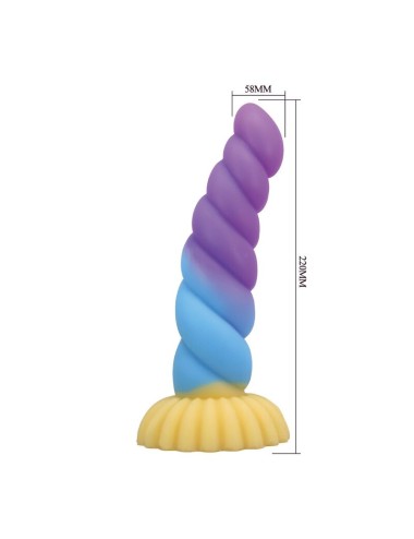 POWER MONSTERS - EINHORN DREIFARBIGER FANTASIE-SILIKONDILDO 22 CM Ø 5 CM
