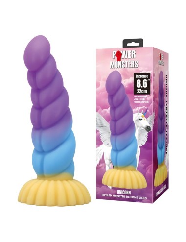 POWER MONSTERS - EINHORN DREIFARBIGER FANTASIE-SILIKONDILDO 22 CM Ø 5 CM