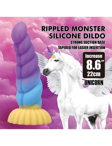 POWER MONSTERS - EINHORN DREIFARBIGER FANTASIE-SILIKONDILDO 22 CM Ø 5 CM
