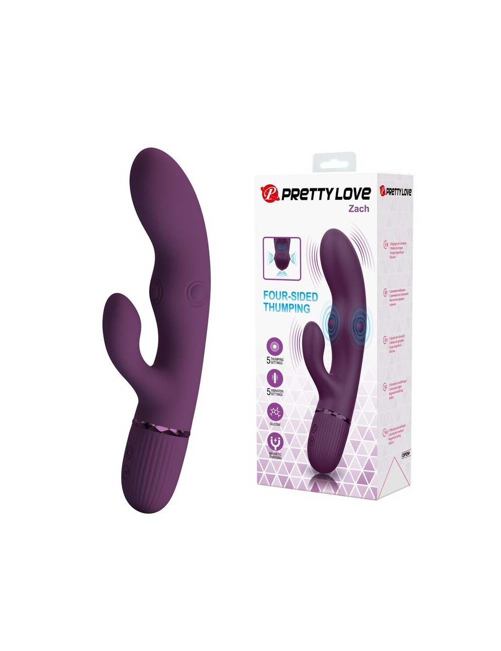 PRETTY LOVE - ZACH WIEDERAUFLADBARER HASE-VIBRATOR MIT STOSSFUNKTIONEN UND 5+5 FUNKTIONEN