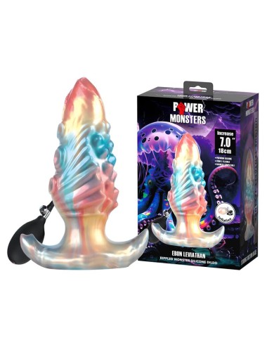 POWER MONSTERS – EBON LEVIATHAN DREIFARBIGER AUFBLASBARER FANTASIE-ANALPLUG 18 CM
