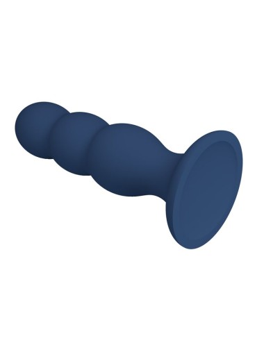 MR PLAY - ANALPLUG MIT METALLKUGELN UND SAUGNAPF, BLAU