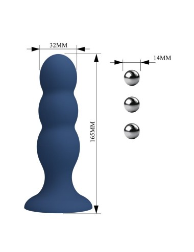 MR PLAY - ANALPLUG MIT METALLKUGELN UND SAUGNAPF, BLAU