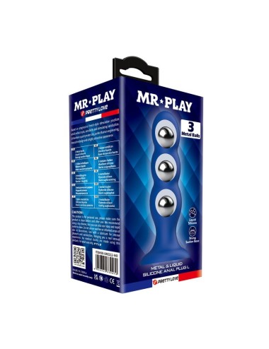 MR PLAY - ANALPLUG MIT METALLKUGELN UND SAUGNAPF, BLAU
