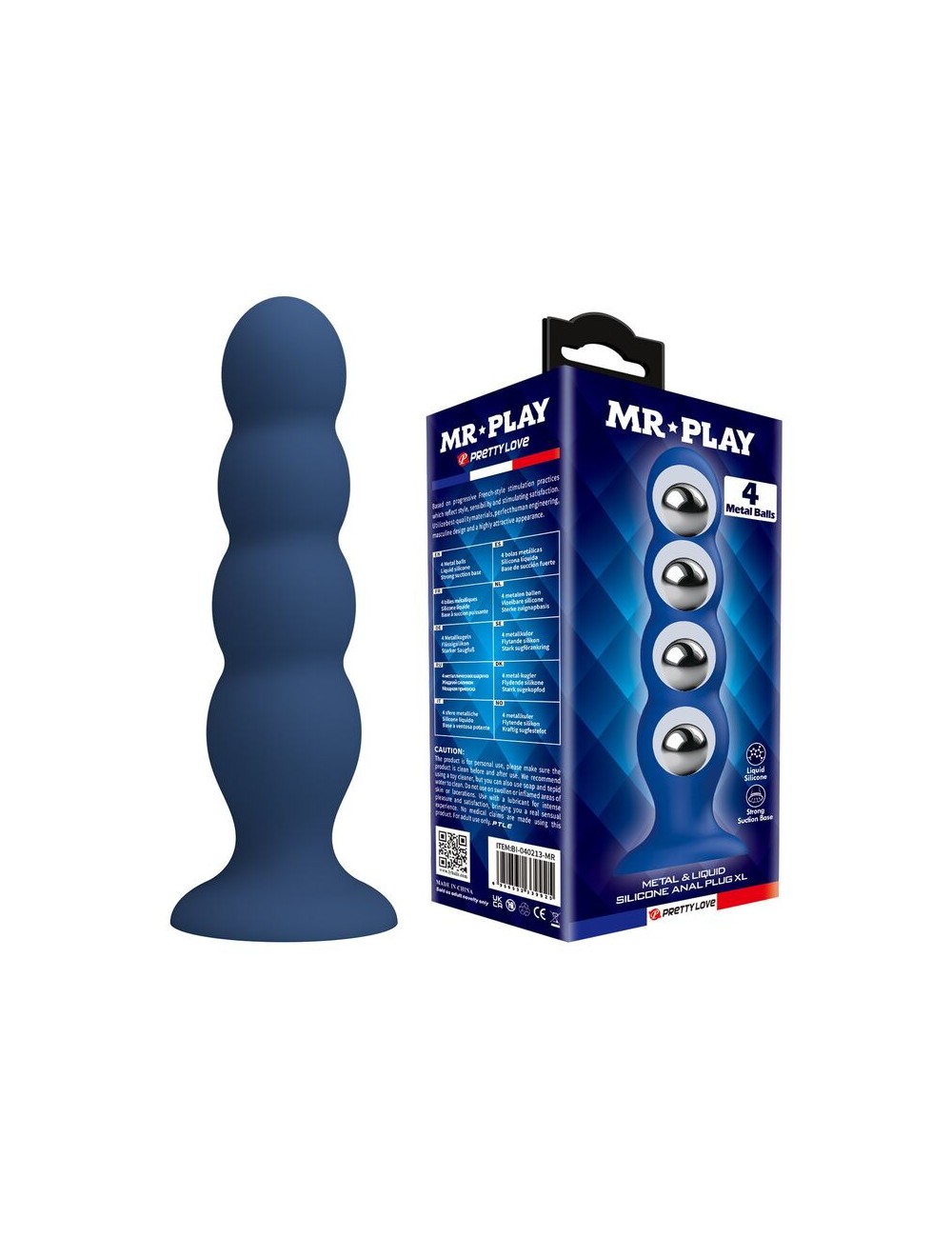 MR PLAY - ANALPLUG MIT 4 METALLKUGELN UND SAUGNAPF