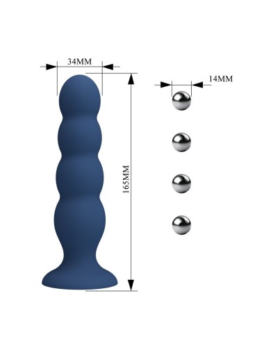 MR PLAY - ANALPLUG MIT 4 METALLKUGELN UND SAUGNAPF, BLAU