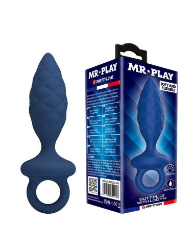 MR PLAY - STRUKTURIERTER ANALPLUG MIT RING BLAU M