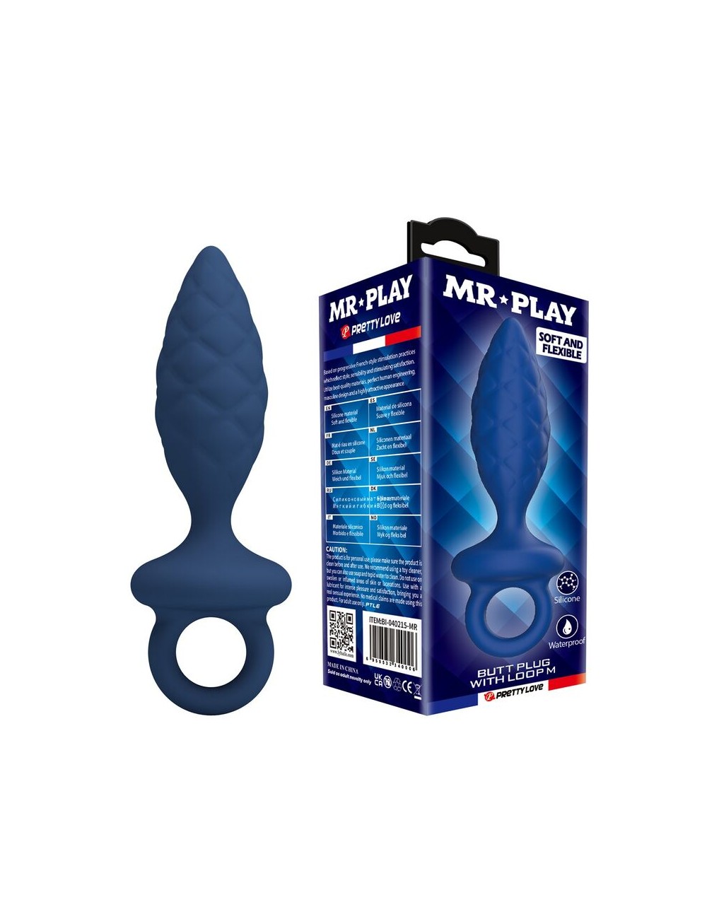 MR PLAY - STRUKTURIERTER ANALPLUG MIT RING BLAU M