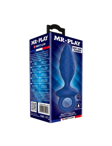 MR PLAY - STRUKTURIERTER ANALPLUG MIT RING BLAU M