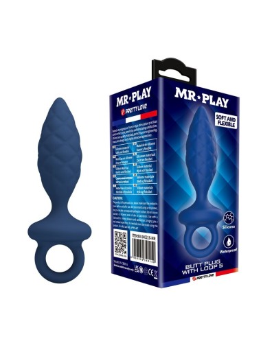 MR PLAY - STRUKTURIERTER ANALPLUG MIT RING BLAU S