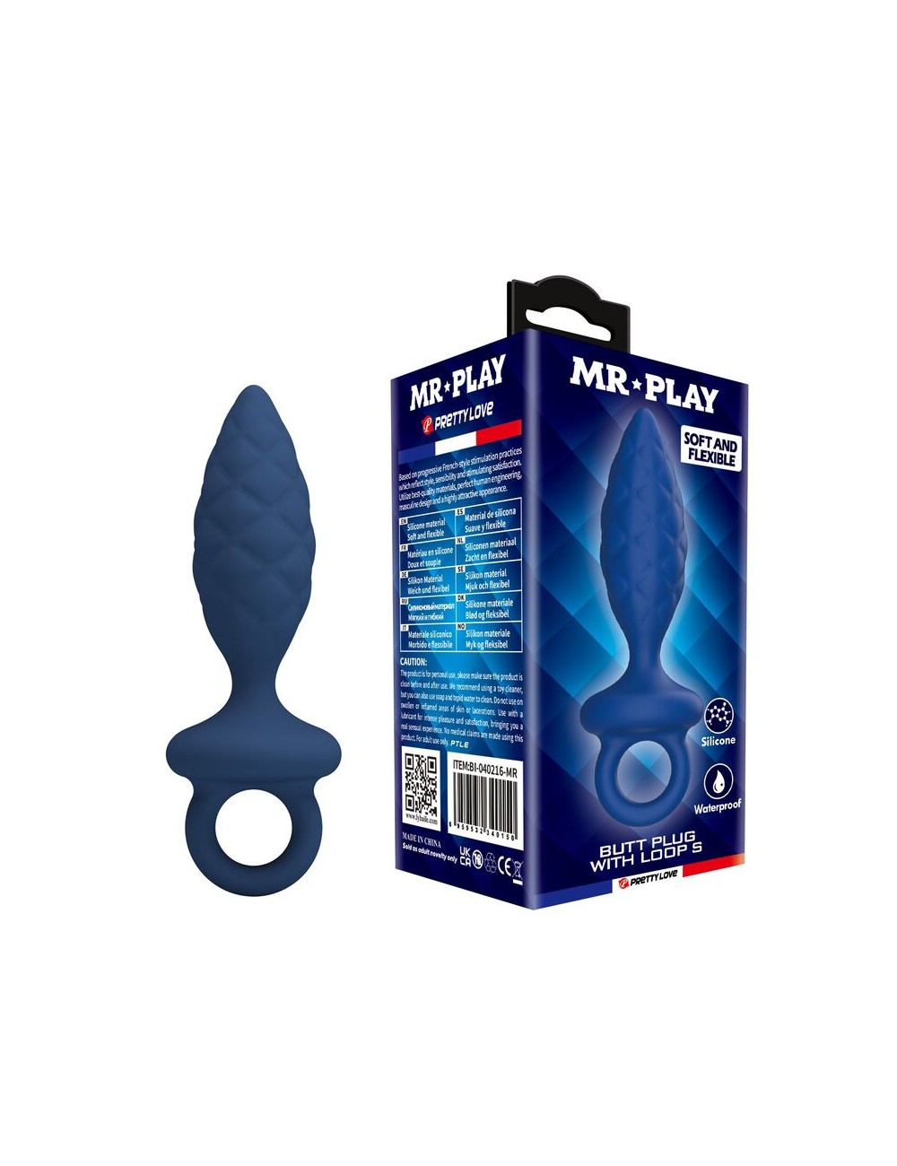 MR PLAY - STRUKTURIERTER ANALPLUG MIT RING BLAU S