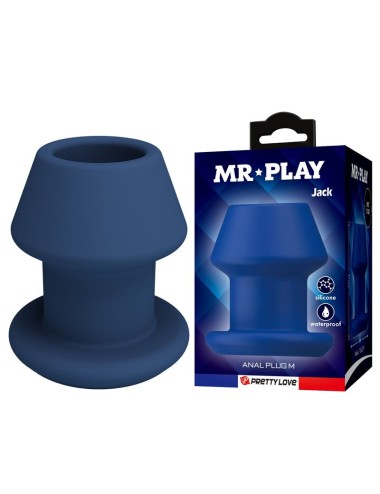 MR PLAY - JACK BLUE SILIKON-HOLZ-ANALPLUG GRÖSSE M