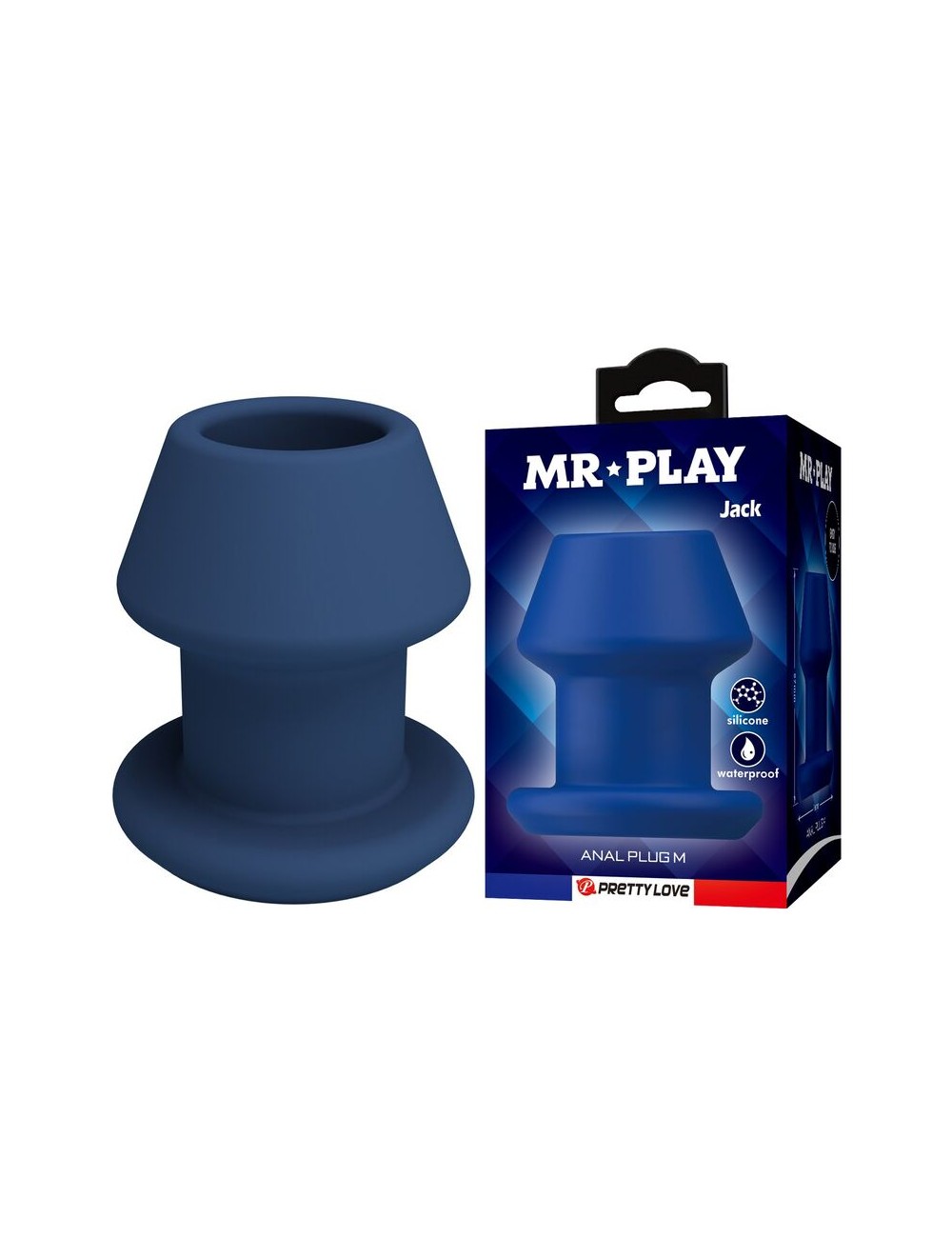 MR PLAY - JACK BLUE SILIKON-HOLZ-ANALPLUG GRÖSSE M