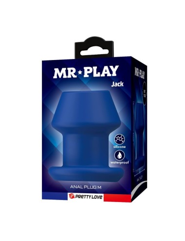 MR PLAY - JACK BLUE SILIKON-HOLZ-ANALPLUG GRÖSSE M