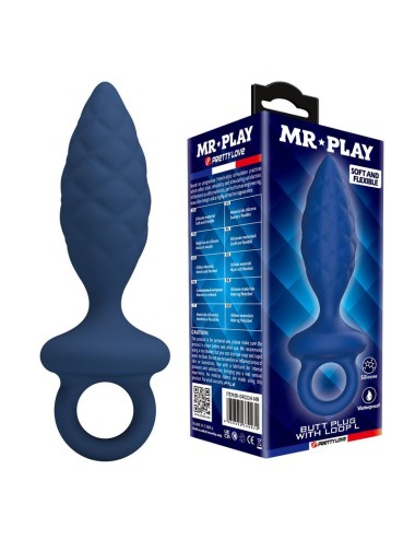 MR PLAY - STRUKTURIERTER ANALPLUG MIT RING BLAU L
