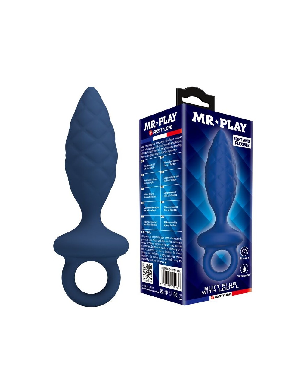 MR PLAY - STRUKTURIERTER ANALPLUG MIT RING BLAU L