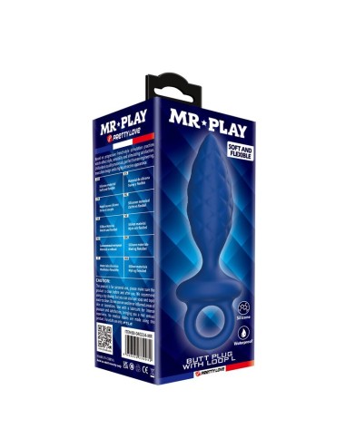 MR PLAY - STRUKTURIERTER ANALPLUG MIT RING BLAU L