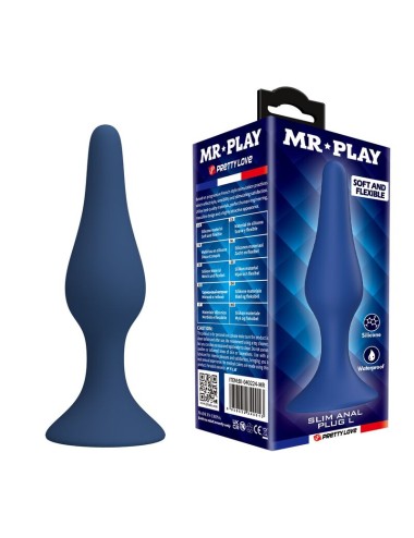 MR PLAY - SCHLANKER SILIKON-ANALPLUG BLAU L