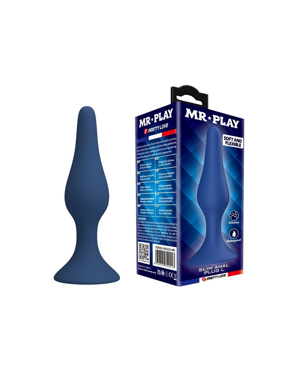 MR PLAY - SCHLANKER SILIKON-ANALPLUG BLAU L