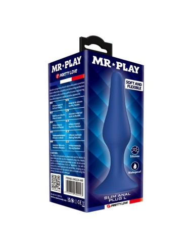 MR PLAY - SCHLANKER SILIKON-ANALPLUG BLAU L