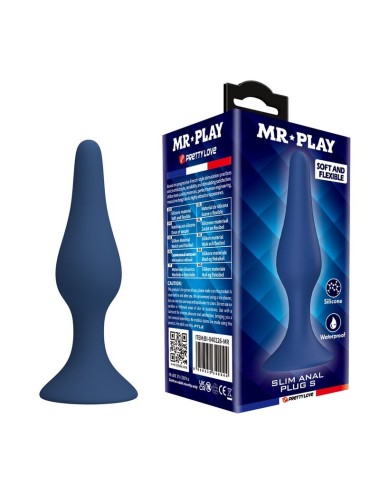 MR PLAY - BLAUER SILIKON-ANALPLUG SCHLANK GRÖSSE S