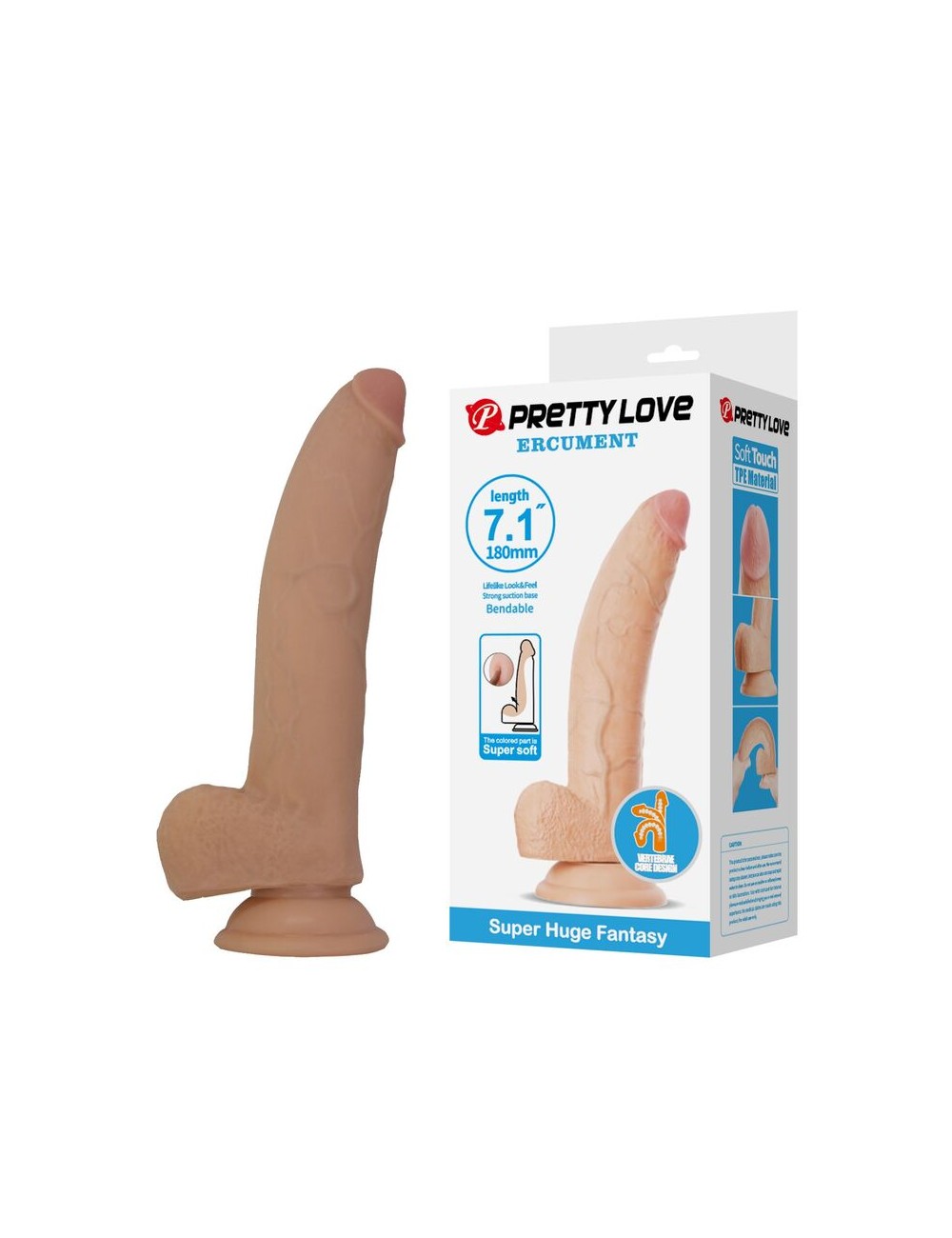 PRETTY LOVE - ELLCUMENT REALISTISCHER FLEXIBLER DILDO 18 CM Ø 4