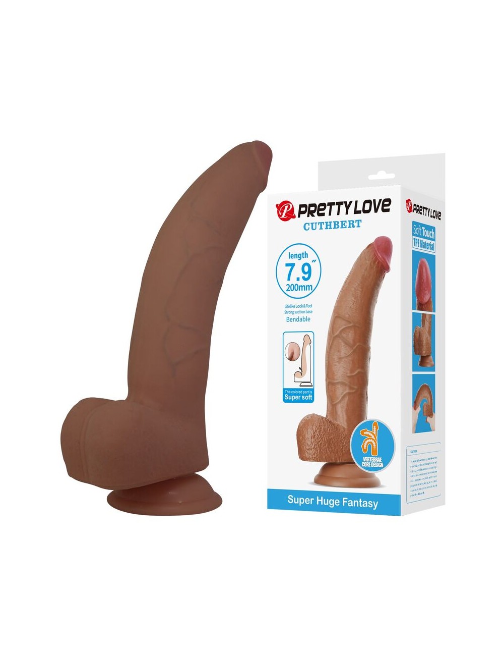 PRETTY LOVE - CUTHBERT REALISTISCHER FLEXIBLER DILDO 20 CM Ø 5 CM TPE BRAUN