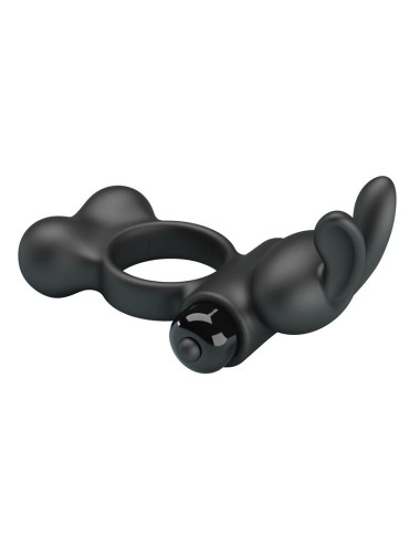 PRETTY LOVE – VIBRIERENDER PENISRING MIT HASE-STIMULATOR, 10 FUNKTIONEN, SCHWARZ