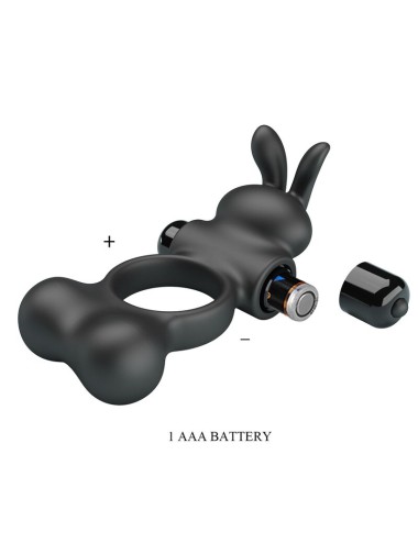 PRETTY LOVE – VIBRIERENDER PENISRING MIT HASE-STIMULATOR, 10 FUNKTIONEN, SCHWARZ