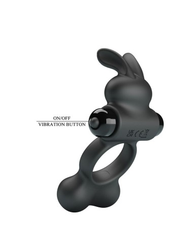 PRETTY LOVE – VIBRIERENDER PENISRING MIT HASE-STIMULATOR, 10 FUNKTIONEN, SCHWARZ